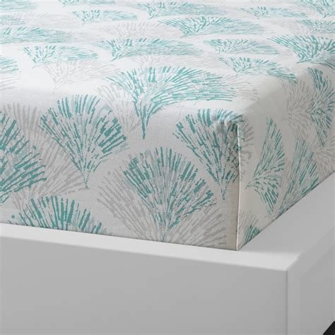 RÖDFIBBLA flat sheet and pillowcase, white/green, 150x260/50x80 cm ...