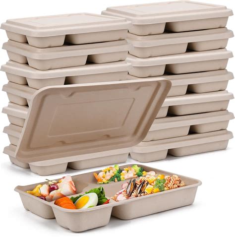Kaderron 11"x8.7" Take Out Food Containers with Lids, 4 Compartment 25 ...