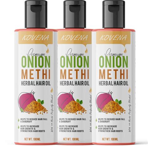 KOVENA Onion Methi Herbal hair Oil For Damaged Hair and gives Soft Hair ...
