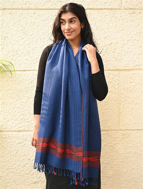 Buy Exclusive Soft Himachal Wool Stole with Woven Border - Ocean Trail ...