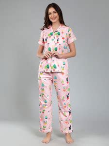 HouseofComfort Women Printed Pink Night Suit Set Price in India - Buy ...