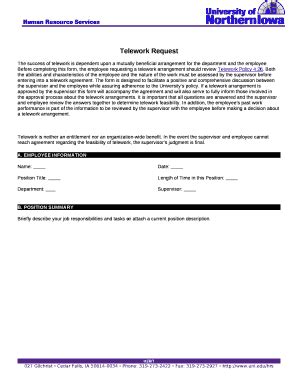 Telework Request - hrs uni Doc Template | pdfFiller