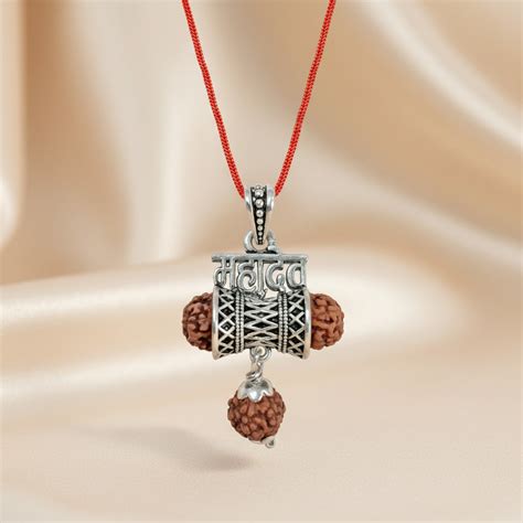 Silver 925 Mahadev Damru Rudraksha Pendant – Unniyarcha