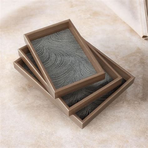 Rioware Wooden Trays Enamel Coated Rectangular Trays Set of 3 Serving ...