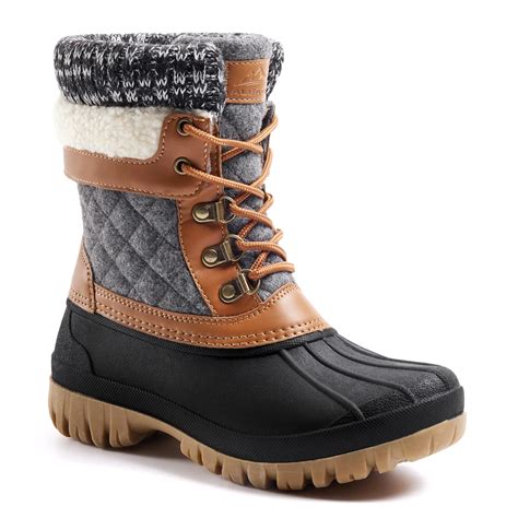 ALEADER Womens Snow Boots Duck Waterproof Boots Insulated Warm Brown ...