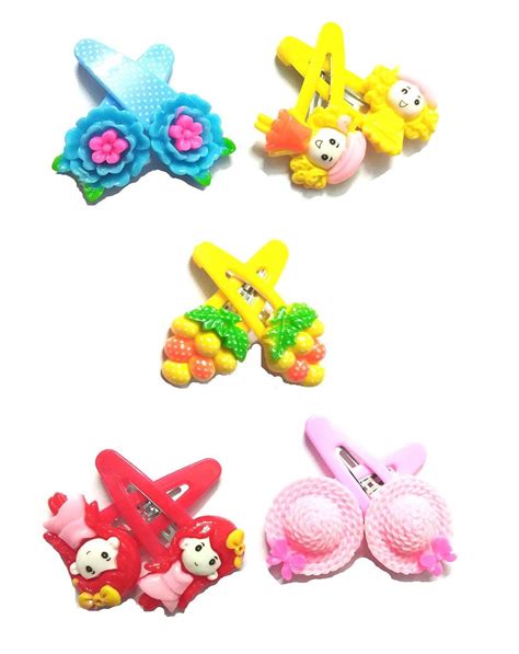 Buy FAMEZA Multi-Color Tic Tack Hair Clips For Girls - Set Of 5 Online ...