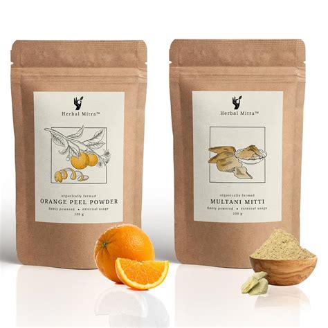 Herbal Mitra 100% Natural & Pure Orange Peel Powder Face Pack Combo ...