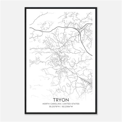 Tryon North Carolina Map Poster, Modern Home Decor Wall Art Print ...