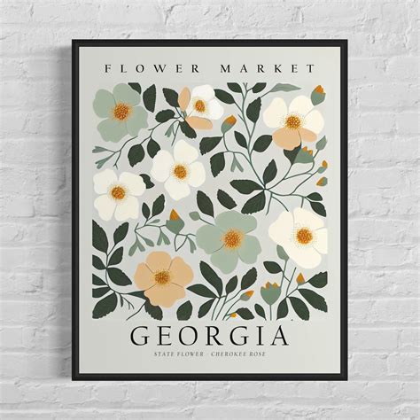 Georgia State Flower, Georgia Flower Market Art Print, Cherokee Rose ...