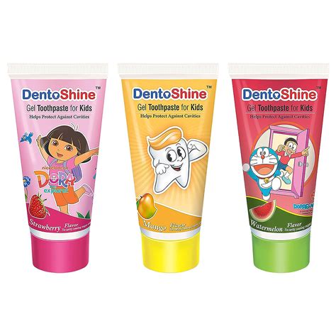 Buy DentoShine Gel Toothpaste for Kids - Pack of 3 Flavors (Strawberry ...