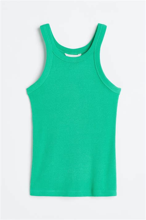 Ribbed vest top - Mint green - Ladies | H&M IN