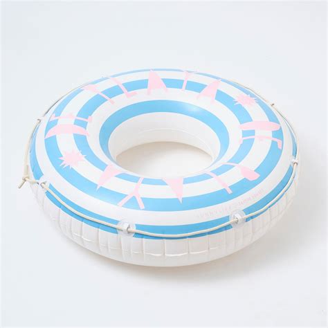 SUNNYLiFE Blue Stripes Inflatable Retro Pool Ring De Playa Stripe – The ...
