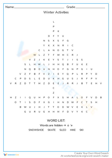 Winter Activities Worksheet 的图像结果