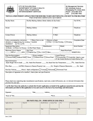 Fillable Online phila Installation Permit Application for Boilers, Warm ...