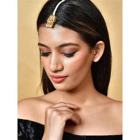 Buy Silvermerc Designs Gold Plated Kundan Ethnic Maang Tikka Online