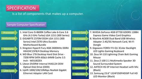 Image result for What Is Computer Specification