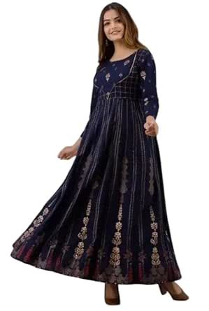 Buy Women's Floral Printed Maxi Dress, Long Sleeve, Ankle Length ...