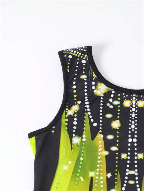 SHEIN Tween Girls Activewear - Sparkling Dance Leotard & Skirt Set ...