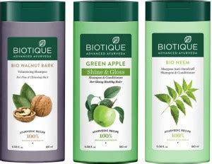BIOTIQUE Shampoo Combo - Walnut Bar, Green Apple & Neem 180 ml Each ...
