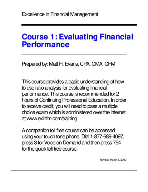 Course 01 - Course 1: Evaluating FinancialCourse 1: Evaluating ...