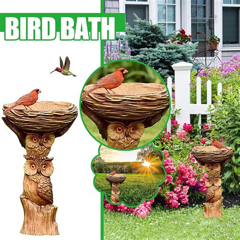 Buy ZITIANY Animal Bird Bath Feeders Bowl Vintage Resin Standing Mini ...