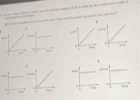 Solved: ? A car moyes along a level road at constant speed. Work is ...