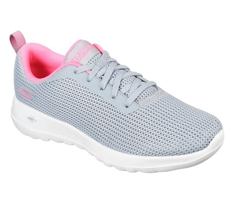 Skechers Grey/Pink Go Walk Joy Lace Up Shoes For Women - Style ID ...