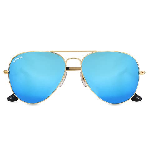 Unisex Blue Flash Glass and Gold Frame Aviator Sunglasses – Royaltail
