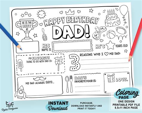 Happy Birthday Dad Coloring Pages