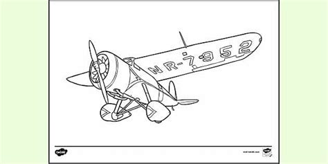 Red Lockheed Vega 5b Aeroplane Colouring | Colouring Sheets