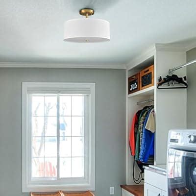 TEENYO 15-Inch Dimmable Gold Semi flush mount with Drum India | Ubuy