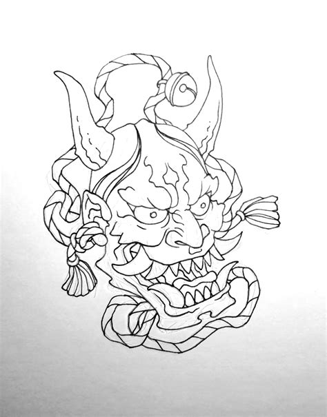 ArtStation - Oni Mask (tattoo design)
