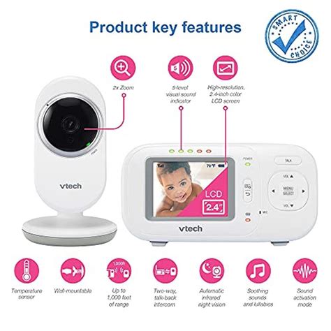 Baby Monitor | VTech VM320 2.4 Screen with Fixed Camera Night Vision S ...