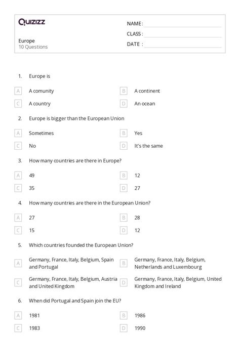 50+ countries in europe worksheets on Quizizz | Free & Printable
