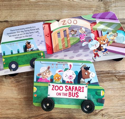 Zoo Safari on the Bus - A Shaped Board book with Wheels by Dreamland ...