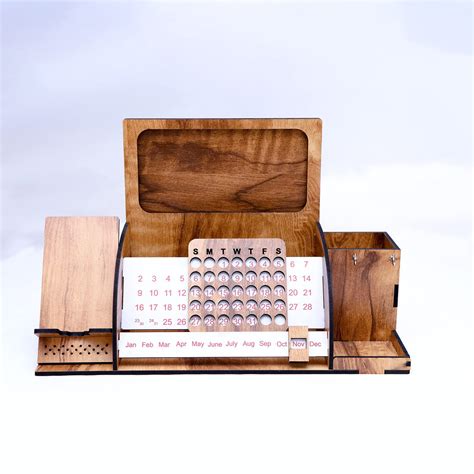 VPLLEX Wooden Desk Calendar - Wooden Desk Calendar with Mobile Stand ...