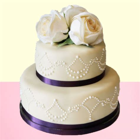 2Tier Cake Decorated With White Rose– Bloomsvilla