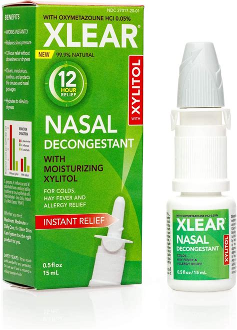 Xlear 12-Hour Nasal Decongestant Spray, Natural Saline Nasal Spray with ...