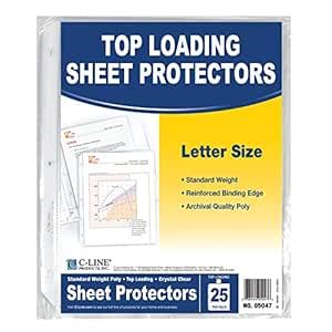 C-Line Top Loading Standard Weight Poly Sheet Protectors, Clear, 8.5 x ...