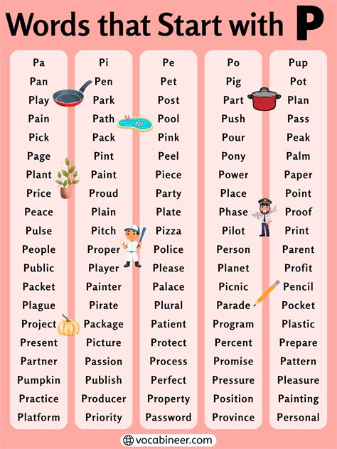 Words That Start with P | 333 Common English Words List