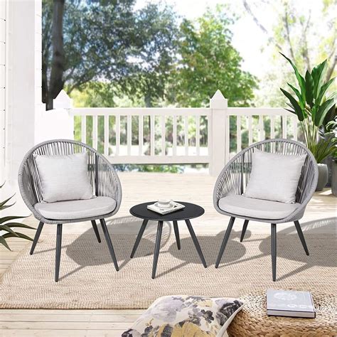 Craftmania Exports Patio Furniture Set | 3 Piece Rattan Chairs and ...