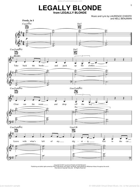 Musical - Legally Blonde sheet music for voice and piano
