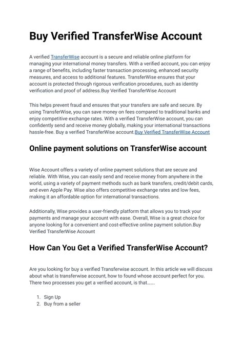 PPT - Buy Verified TransferWise Account - 100% USA, UK Wise PowerPoint ...