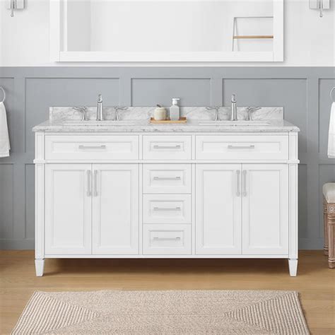 Buy Caville 60 in. W x 22 in. D x 34.50 in. H Bath Vanity in White with ...