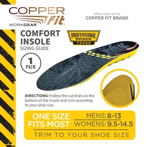 Copper Fit Copper Infused Dual Layer Foam Shoe Insoles, Black, 2-pack ...