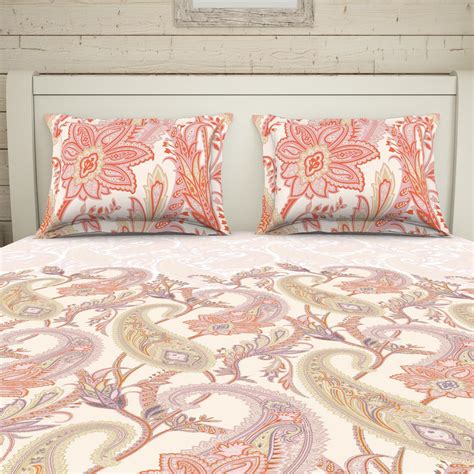 Buy SPACES Essentials Blush Paisley Printed Cotton Super King Bedsheet ...