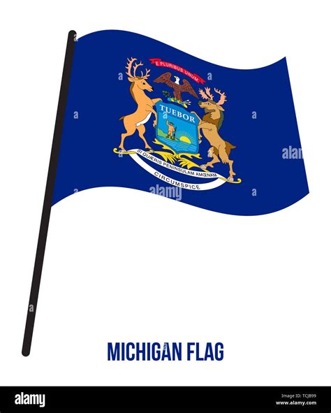 Michigan outline with flag