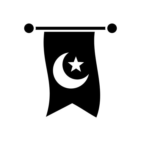 Black and white Star moon flag icon illustration design,Islamic Ramadan ...