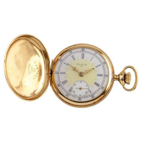 Antique Elgin 18k Yellow Gold Mini Hunter Pocket Watch, Size 0S - Great ...