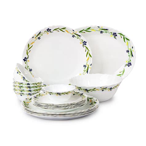 Cello Imperial Amazon Creeper Opalware Dinner Set, 20-Pieces, White ...